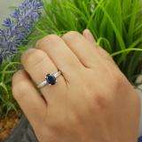 1.00 Carat (Ctw) Sterling Silver Oval Cut Blue Sapphire Ladies Solitaire Bridal Engagement Ring 1 CT