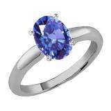 1.00 Carat (Ctw) Sterling Silver Oval Cut Tanzanite Ladies Solitaire Bridal Engagement Ring 1 CT