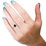 1.50 Carat (Ctw) Sterling Silver Oval Cut Black Sapphire Ladies Solitaire Bridal Engagement Ring 1 1/2 CT