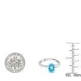 1.50 Carat (Ctw) Sterling Silver Oval Cut Blue Topaz Ladies Solitaire Bridal Engagement Ring 1 1/2 CT