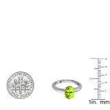 1.50 Carat (Ctw) Sterling Silver Oval Cut Peridot Ladies Solitaire Bridal Engagement Ring 1 1/2 CT