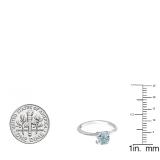 1.00 Carat (ctw) Sterling Silver Round Cut Aquamarine Ladies Solitaire Bridal Engagement Ring 1 CT