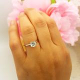 1.00 Carat (ctw) Sterling Silver Round Cut Aquamarine Ladies Solitaire Bridal Engagement Ring 1 CT