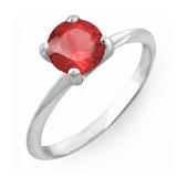 1.00 Carat (ctw) Sterling Silver Round Cut Ruby Ladies Solitaire Bridal Engagement Ring 1 CT
