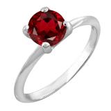 1.50 Carat (ctw) Sterling Silver Round Cut Garnet Ladies Solitaire Bridal Engagement Ring 1 1/2 CT