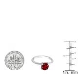 1.50 Carat (ctw) Sterling Silver Round Cut Garnet Ladies Solitaire Bridal Engagement Ring 1 1/2 CT