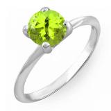 1.50 Carat (ctw) Sterling Silver Round Cut Peridot Ladies Solitaire Bridal Engagement Ring 1 1/2 CT
