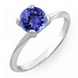 1.50 Carat (ctw) Sterling Silver Round Cut Tanzanite Ladies Solitaire Bridal Engagement Ring 1 1/2 CT