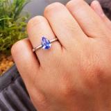 1.00 Carat (ctw) Sterling Silver Pear Cut Tanzanite Ladies Solitaire Bridal Engagement Ring 1 CT