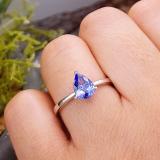 1.00 Carat (ctw) Sterling Silver Pear Cut Tanzanite Ladies Solitaire Bridal Engagement Ring 1 CT