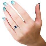 1.50 Carat (ctw) Sterling Silver Pear Cut Blue Sapphire Ladies Solitaire Bridal Engagement Ring 1 1/2 CT