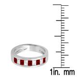 0.55 Carat (ctw) 14K White Gold Princess Cut Garnet & White Diamond Ladies Anniversary Wedding Band Stackable Ring 1/2 CT