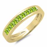 Princess Peridot Channel Set Wedding Band for Women in 18K Yellow Gold