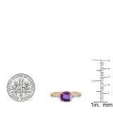 1.45 Carat (ctw) 10K Rose Gold Cushion Cut Amethyst & Round White Diamond Ladies Swirl Split Shank Bridal Engagement Ring 1 1/2 CT