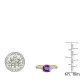 1.45 Carat (ctw) 10K Yellow Gold Cushion Cut Amethyst & Round White Diamond Ladies Swirl Split Shank Bridal Engagement Ring 1 1/2 CT