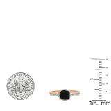1.45 Carat (ctw) 14K Rose Gold Cushion Cut Black Sapphire & Round White Diamond Ladies Swirl Split Shank Bridal Engagement Ring 1 1/2 CT