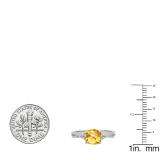 1.45 Carat (ctw) 18K White Gold Cushion Cut Citrine & Round White Diamond Ladies Swirl Split Shank Bridal Engagement Ring 1 1/2 CT