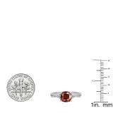 1.45 Carat (ctw) 14K White Gold Cushion Cut Garnet & Round White Diamond Ladies Swirl Split Shank Bridal Engagement Ring 1 1/2 CT