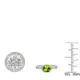 1.45 Carat (ctw) 10K White Gold Cushion Cut Peridot & Round White Diamond Ladies Swirl Split Shank Bridal Engagement Ring 1 1/2 CT