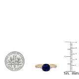 1.45 Carat (ctw) 10K Rose Gold Cushion Cut Blue Sapphire & Round White Diamond Ladies Swirl Split Shank Bridal Engagement Ring 1 1/2 CT