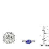1.45 Carat (ctw) 14K White Gold Cushion Cut Tanzanite & Round White Diamond Ladies Swirl Split Shank Bridal Engagement Ring 1 1/2 CT