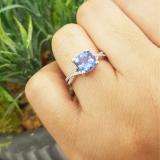 1.45 Carat (ctw) 14K White Gold Cushion Cut Tanzanite & Round White Diamond Ladies Swirl Split Shank Bridal Engagement Ring 1 1/2 CT