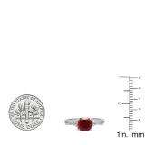 1.45 Carat (ctw) 10K White Gold Cushion Cut Ruby & Round White Diamond Ladies Swirl Split Shank Bridal Engagement Ring 1 1/2 CT