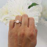 1.45 Carat (ctw) 10K Rose Gold Cushion Cut morganite & Round White Diamond Ladies Swirl Split Shank Bridal Engagement Ring 1 1/2 CT