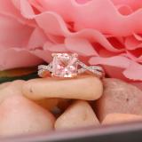 1.45 Carat (ctw) 10K Rose Gold Cushion Cut morganite & Round White Diamond Ladies Swirl Split Shank Bridal Engagement Ring 1 1/2 CT