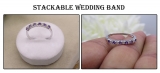 0.33 Carat (ctw) 10K White Gold Round Amethyst & White Diamond Anniversary Stackable Wedding Band 1/3 CT