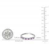 0.33 Carat (ctw) 10K White Gold Round Amethyst & White Diamond Anniversary Stackable Wedding Band 1/3 CT