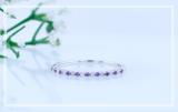 0.10 Carat (ctw) 10K White Gold Round Amethyst & White Diamond Ladies Anniversary Wedding Band Stackable Ring