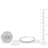 0.10 Carat (ctw) 10K White Gold Round Amethyst & White Diamond Ladies Anniversary Wedding Band Stackable Ring