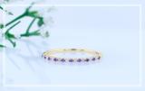 0.10 Carat (ctw) 10K Yellow Gold Round Amethyst & White Diamond Ladies Anniversary Wedding Band Stackable Ring