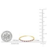 0.10 Carat (ctw) 10K Yellow Gold Round Amethyst & White Diamond Ladies Anniversary Wedding Band Stackable Ring