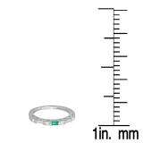 0.60 Carat (ctw) 14K White Gold Baguette Cut Emerald & Princess & Baguette Cut Diamond Ladies Anniversary Wedding Band Stackable Ring