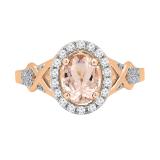 7x5mm Oval Morganite & Round White Diamond Split Shank Halo Engagement Ring for Women (0.25 ctw, Color I-J, Clarity I2-I3) 10K Rose Gold