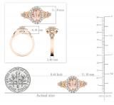7x5mm Oval Morganite & Round White Diamond Split Shank Halo Engagement Ring for Women (0.25 ctw, Color I-J, Clarity I2-I3) 10K Rose Gold