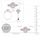 7x5mm Oval Morganite & Round White Diamond Split Shank Halo Engagement Ring for Women (0.25 ctw, Color I-J, Clarity I2-I3) 10K White Gold