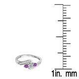 0.50 Carat (ctw) 14K White Gold Round Amethyst & White Diamond Ladies Swirl Engagement 3 Stone Bridal Ring 1/2 CT