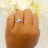 0.50 Carat (ctw) 14K White Gold Round Amethyst & White Diamond Ladies Swirl Engagement 3 Stone Bridal Ring 1/2 CT