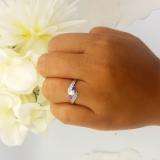 0.50 Carat (ctw) 14K White Gold Round Amethyst & White Diamond Ladies Swirl Engagement 3 Stone Bridal Ring 1/2 CT