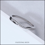 0.11 Carat (ctw) 10K White Gold Round Cut White Topaz Ladies Anniversary Wedding Guard Contour Band