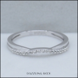 0.11 Carat (ctw) 10K White Gold Round Cut White Topaz Ladies Anniversary Wedding Guard Contour Band