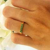 0.25 Carat (ctw) 10K White Gold Round Emerald 5 Stone Ladies Anniversary Wedding Band Ring 1/4 CT