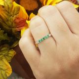 0.25 Carat (ctw) 10K White Gold Round Emerald 5 Stone Ladies Anniversary Wedding Band Ring 1/4 CT