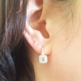 0.65 Carat (ctw) 10K Rose Gold Round Cut Morganite & White Diamond Ladies Halo Style Dangling Earrings
