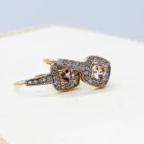 0.65 Carat (ctw) 10K Rose Gold Round Cut Morganite & White Diamond Ladies Halo Style Dangling Earrings