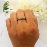 0.40 Carat (ctw) 10K White Gold Round Black Diamond Ladies Stackable Anniversary Wedding Band Enhancer Guard Ring