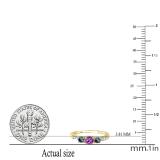 Round Amethyst Alexandrite & White Diamond Ladies Three Stone Engagement Bridal Ring | 10K Yellow Gold